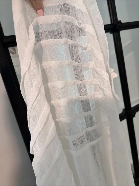 White Sheer Pleated Textured 4 Panels Curtains