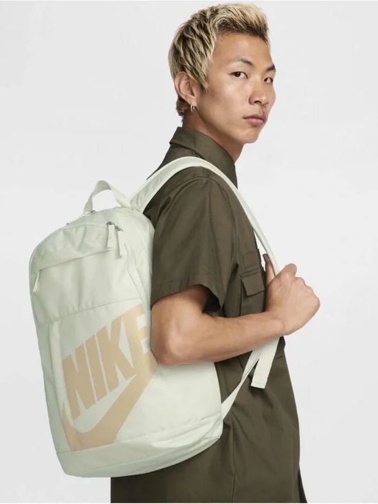 Nike Men's Pale Green Backpack with Beige Logo
