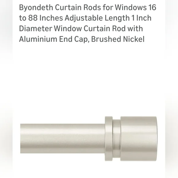 Adjustable Brushed Nickel Curtain Rod. Adjusts From 16