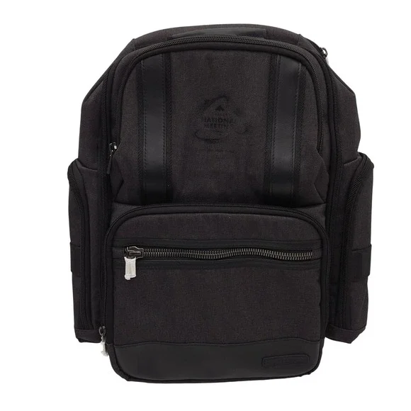 Brooks Brothers Grant Black‎ Canvas Backpack Plaid Lined Multi-Pocket Travel Bag