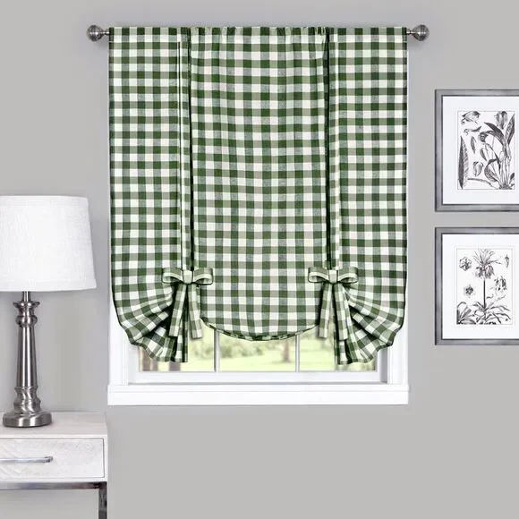 Sweet Home Collection Buffalo Sage Plaid Modern Window Curtain Panel : 42