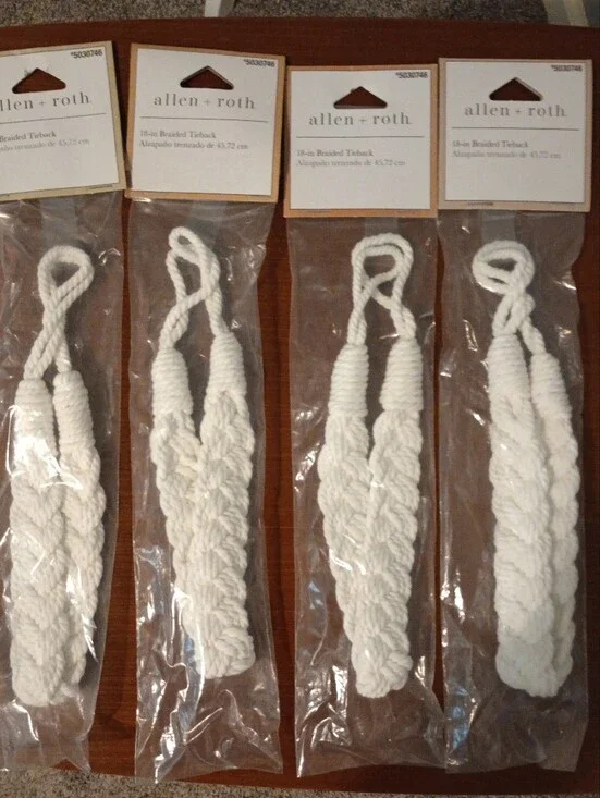 NEW allen + roth White 100% Cotton Braided Tieback (Set of 4)