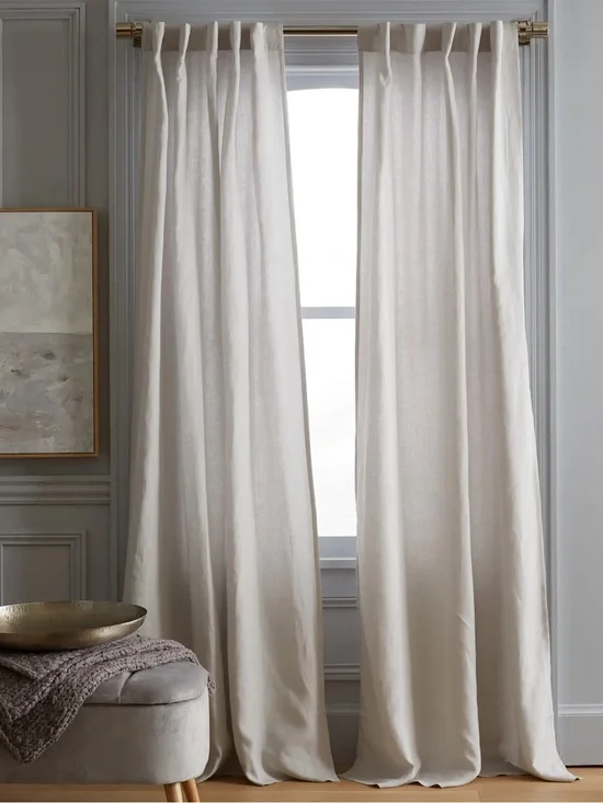 NWT QUINCE Set Of 2 48x84 European Linen Curtains Cloud 8633