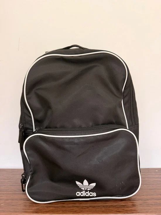 Adidas Basic Black and White Neutral Backpack w Front Trefoil Logo Unisex