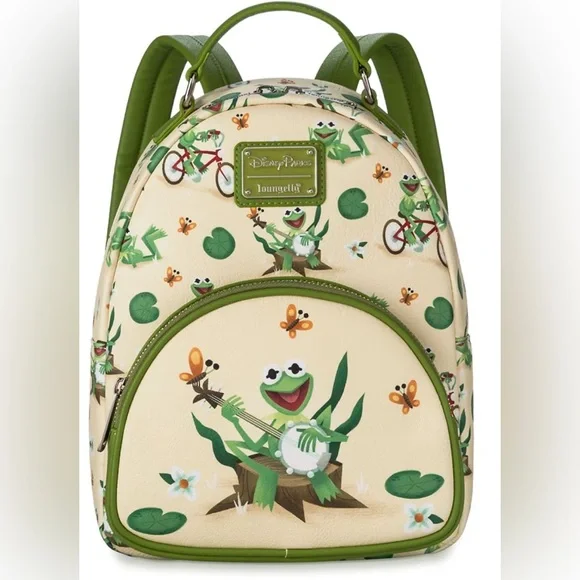 DISNEY PARKS KERMIT LOUNGEFLY MINI BACKPACK - THE MUPPETS NEW WITH TAG