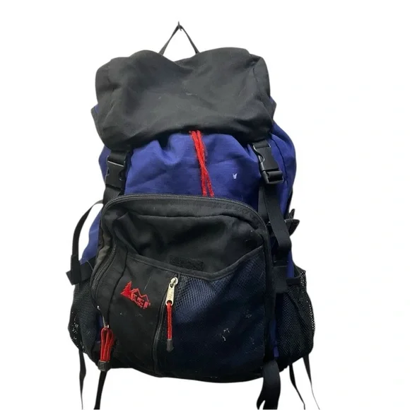 🎒 Vintage REI Blue Black‎ Top Load Hiking Backpack Trail Pack
