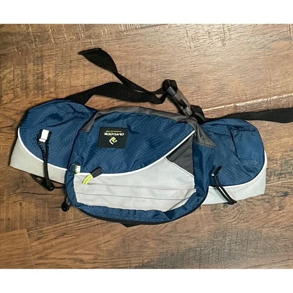 Outdoor Products Hydration Waist Pack Fanny Pack Blue Gray 2 Water Bottle Hiking