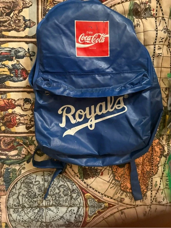 Coca-Cola Blue Vinyl Royals Backpack with Red Logo Patch
