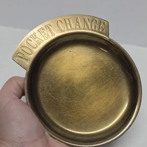 Vintage Brass Pocket Change Trinket Dish Retro 70s Store Or Cafe Decor