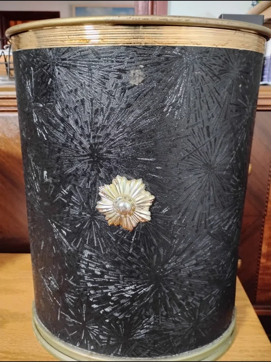 Decorative basket Black & Gold Floral Accent