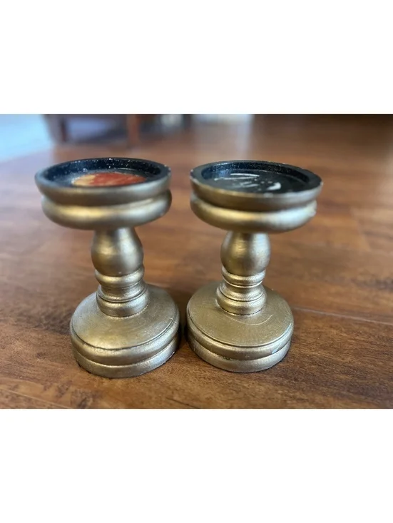 Pair of Vintage Gold Tone Small Candle Holders