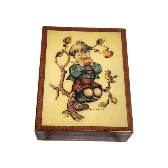 Vintage MAPSA Music Box West Germany Hummel Apple Tree Boy Edelweiss Swiss Move
