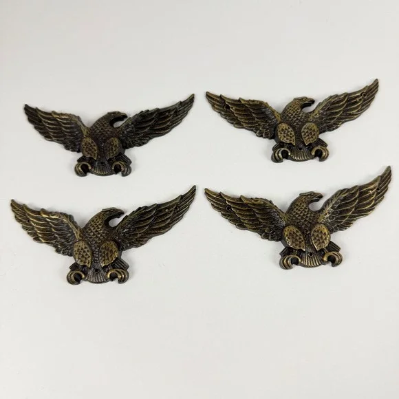 Vintage Eagle Wall Plaque Set 4 Bronze Tone Americana Decor 4.5