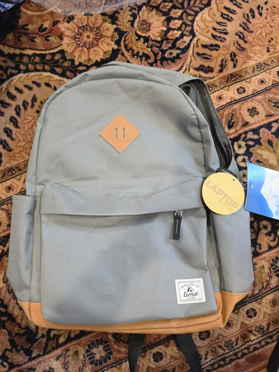 Grey Backpack with Tan Accents for Men