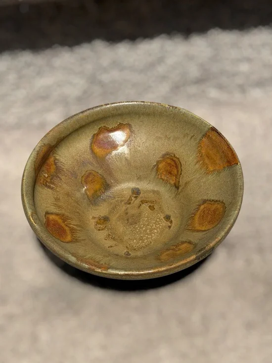 OOAK Handmade Studio Pottery Bowl Drip Glaze Earth Tone Stoneware 6.5”