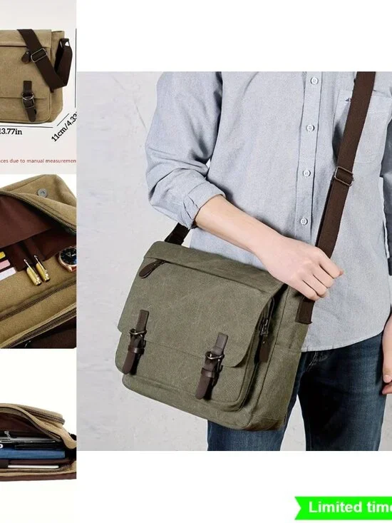 Vintage Canvas Backpack Large Capacity Shoulder Crossbody Travel Bag