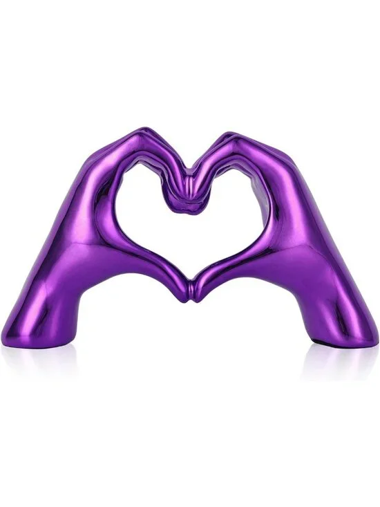 Purple Heart Hand Statues & Sculptures - Bohemian Room Decor, Shelf Figurines