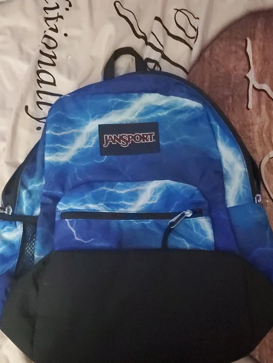 Jansport Blue Lightning Print Backpack with Black Base