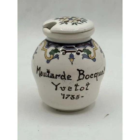 Vintage DIGOIN & SARREGUEMINES  MUSTARD JAR with Lid ~ Made in FRANCE