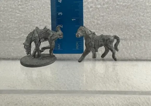 Vintage Pewter Horse Figurine Lot of 2 Western Ranch Mini Collectibles