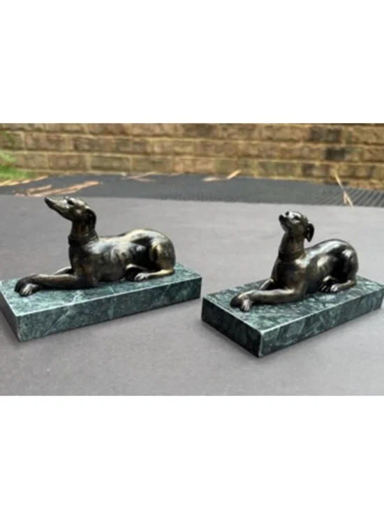 Pair of Vintage Greyhound Statues; Bookends, Paper Weights or Decor
