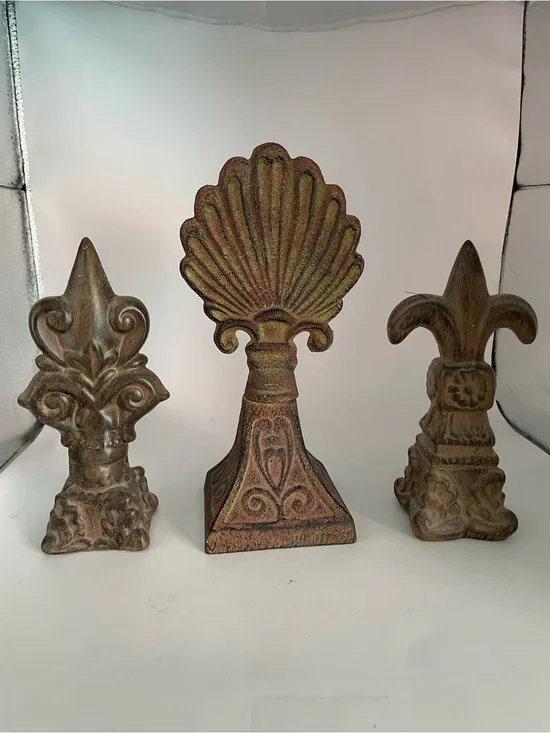 Vintage Set of 3 Decorative Finials in Aged Bronze Finish