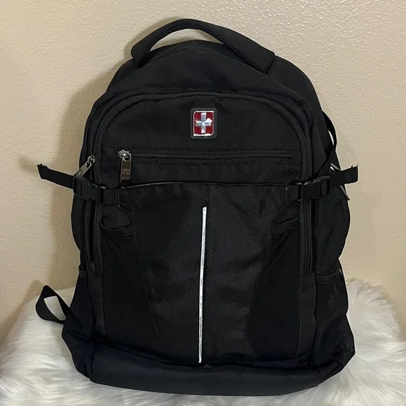 Swiss Black Laptop Travel Backpack