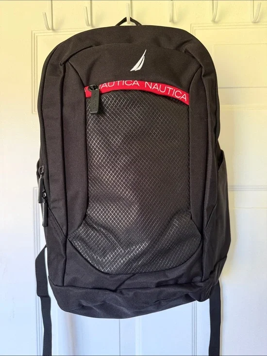 Nautica Black Backpack with Red Trim