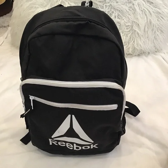 Reebok Black Backpack with White Logo and Trim