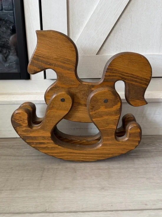 Real wood toy rocking horse home decor nursery