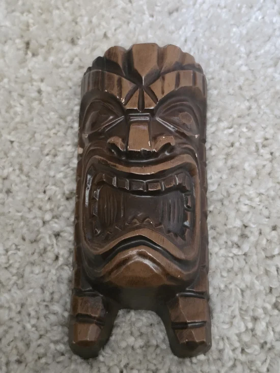 Vintage Plaster Wall Hanging Tiki Display Mask - Brown