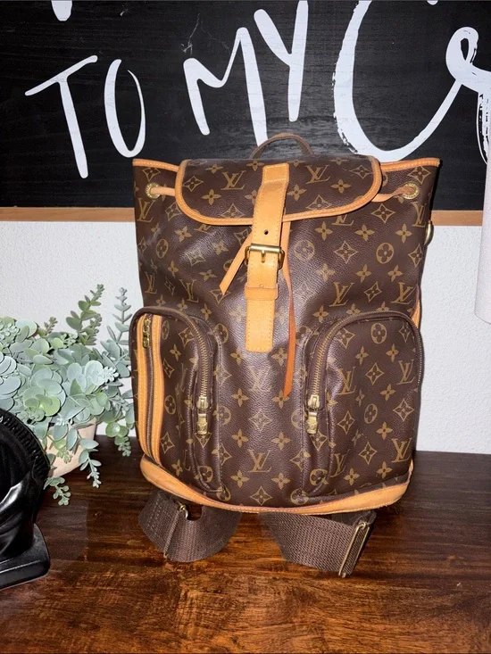 Louis Vuitton Brown Monogram Canvas Backpack with Natural Vachetta Trim