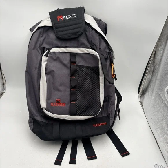 Illenium Hiking Backpack Gray Black Red Travel Camping Laptop Daypack