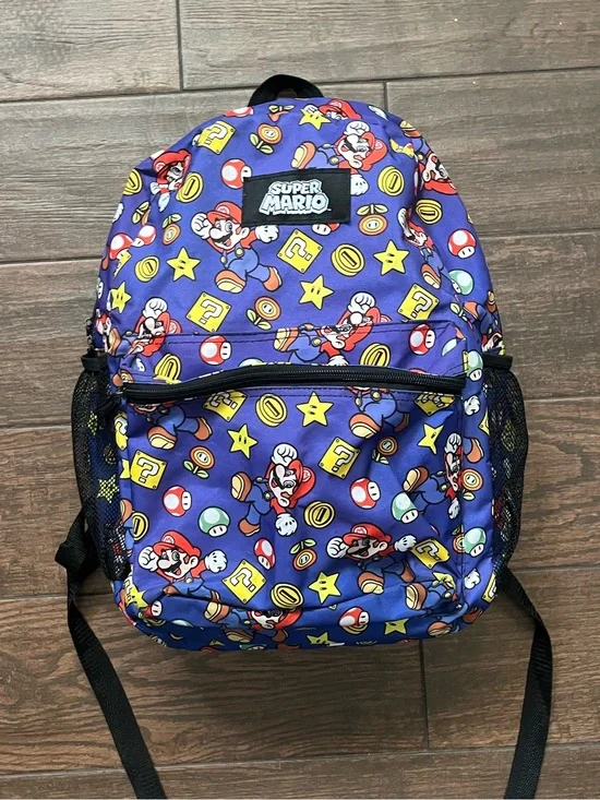 Nintendo Super Mario Kids Backpack in Purple with Character Icons
