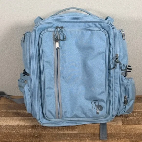 RP Travel Backpack Light Blue Multi-Compartment Travel Laptop Bag Expandable