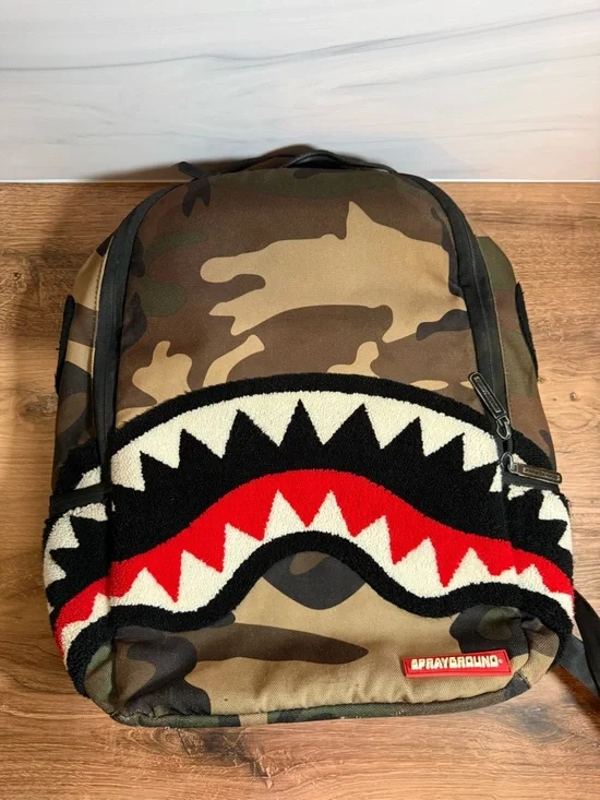 Sprayground Shark Camo Backpack Chenille