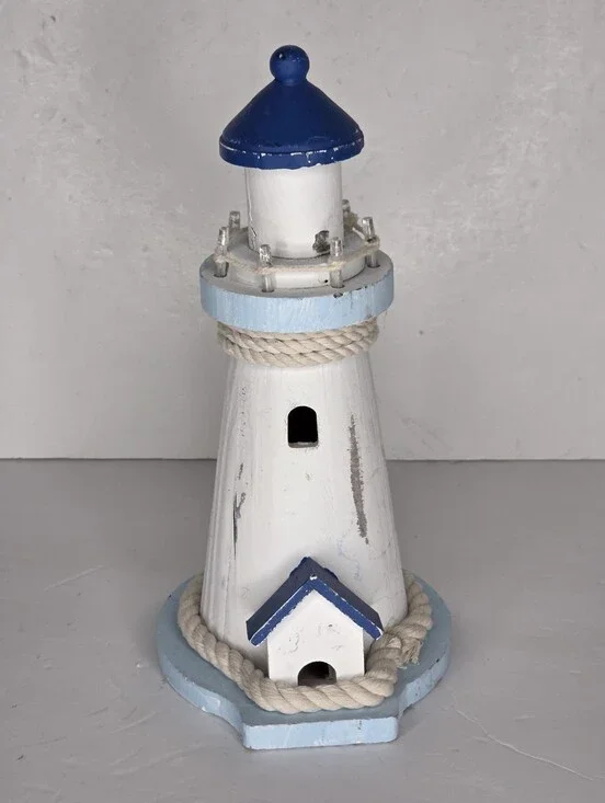 Rustic Light Up Nautical Wooden Lighthouse Beach Summer Coastal Decor