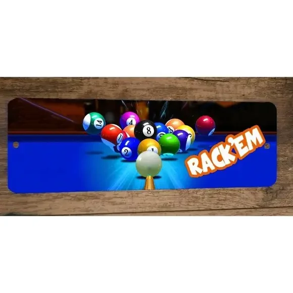 4x12 Rack Em Pool Billiards Metal Wall Sign Sports‎ Bar Poster