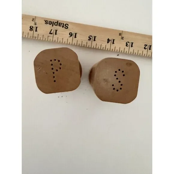 MCM hand crafted wood salt and pepper shakers