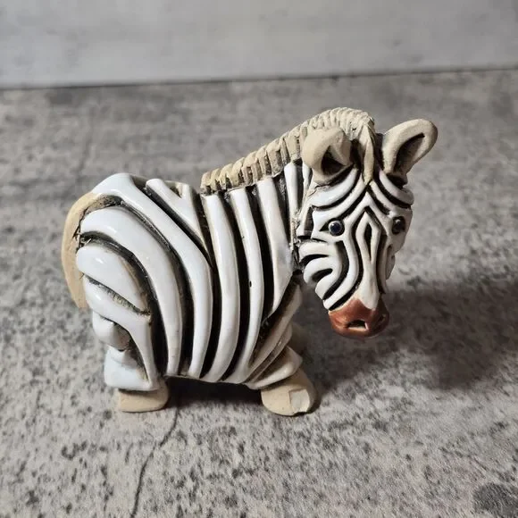 Vintage Artesania Rinconada Zebra Figurine Handmade Uruguay Retired Kitsch