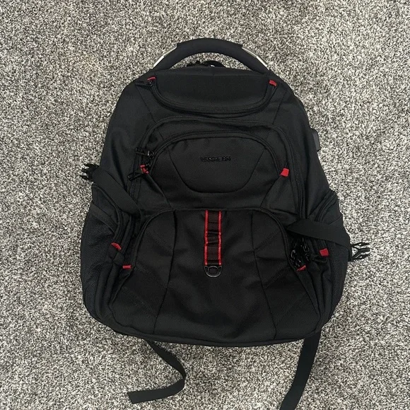 Vankean Black 16” Travel Laptop Backpack with Red Highlights