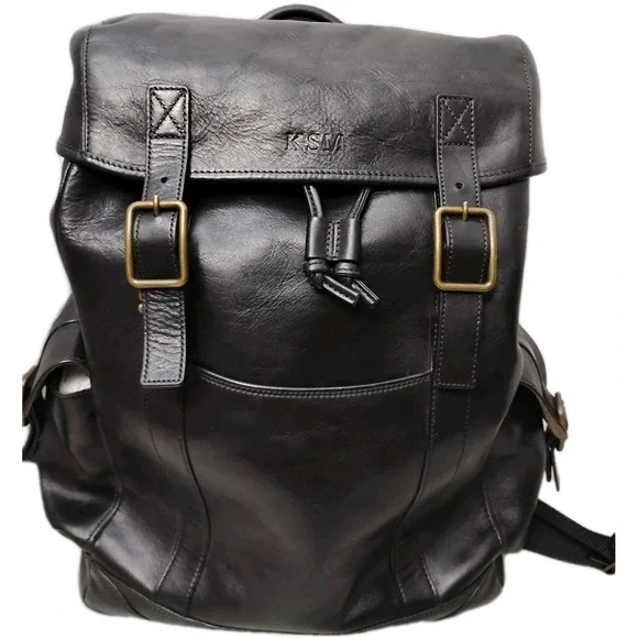 Bosca Luggage Black Leather Carry On Backpack Bag Laptop Case Italian Luxe VTG?