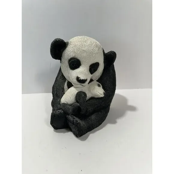 Panda‎ Mom With Baby Realistic Heavy Coin Piggy Bank Made In USA