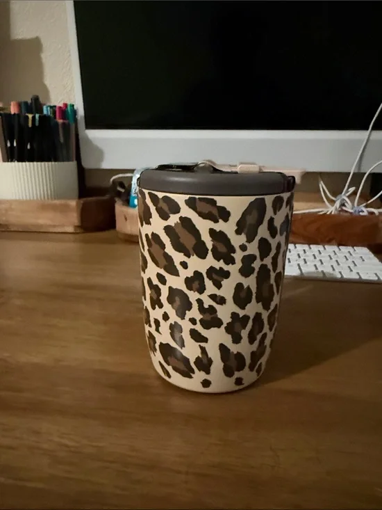 Leopard Print Insulated Tumbler - Brown & Cream