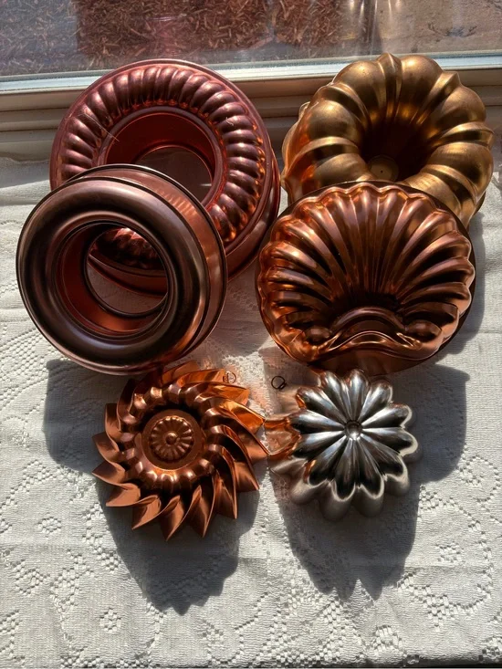 Vintage Copper and Brass Bundt & Mold Set - Decorative Baking Pans