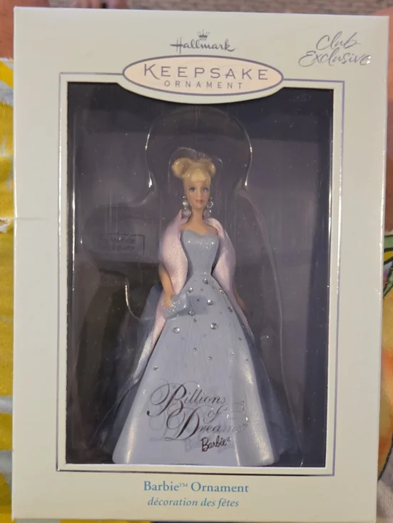 Hallmark Barbie Ornament in Light Blue and Pink