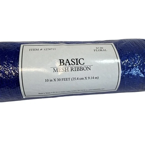Basic Blue Mesh Floral Ribbon New Unopened 30 ft x 10