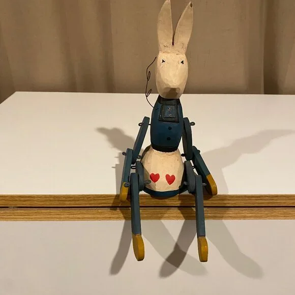 Hand Carved White Rabbit Figurine‎ Alice in Wonderland Style 12” Tall