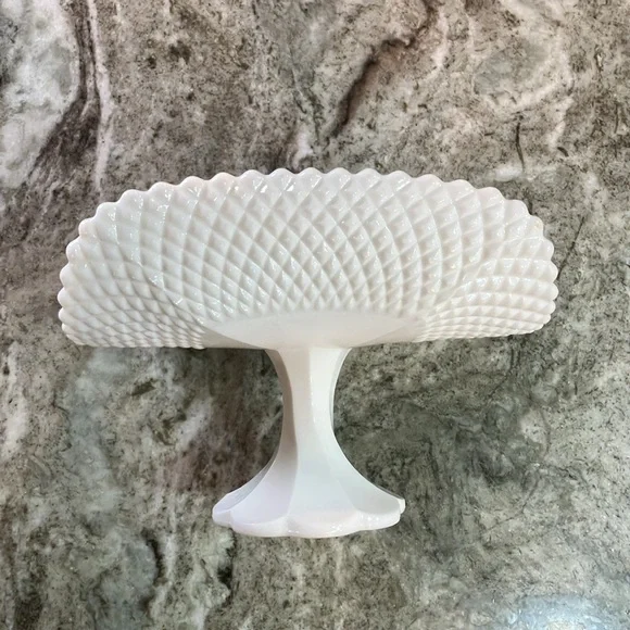 Vintage Milkglass Banana Boat Diamond Pattern