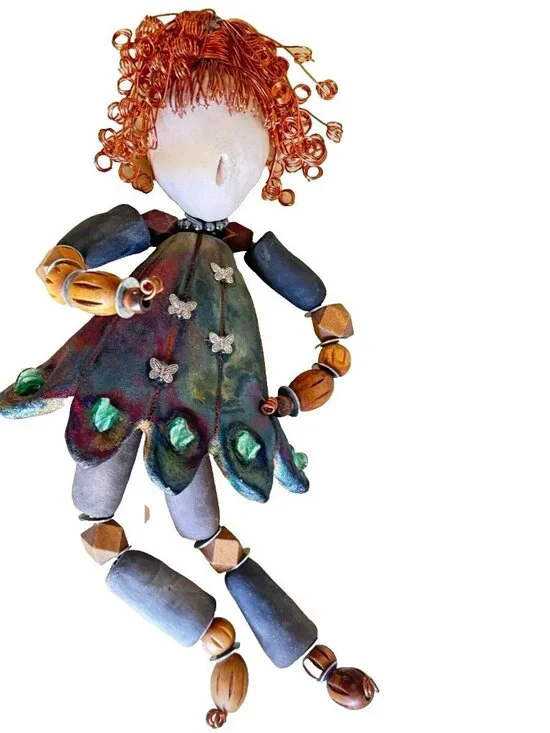 Raku Art Hanging Doll Figure Folk Art Sculpture Wall Decor Very Unique Unsigned